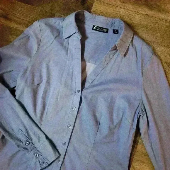 7th Avenue Design Studio Blue Longsleeve Buttondown Shirt - Picture 2 of 6